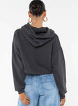 Samwell Cropped Zip Up Hoodie Black Sand Princess Polly  Cropped 