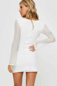 front view of model wearing Princess Polly Martinez Long Sleeve Mini Dress White Tall Square Neck 