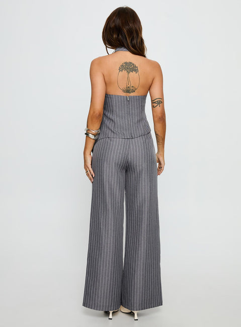 Uvelia Tailored Pants Grey Pinstripe
