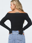 Morley Off Shoulder Sweater Black Princess Polly  Cropped 