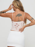 back view of model wearing Princess Polly Eowyn Top Multi Sleeveless Sweetheart 