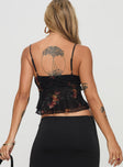 back view of model wearing Princess Polly Catalpa Top Black Sleeveless V-Neck 