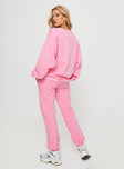 product Princess Polly High Waisted Pants  Princess Polly Track Pants Squiggle Text Watermelon Pink / Rose