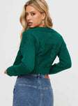 Crate Cable Knit Cardigan Green Princess Polly  Cropped 