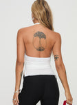 back view of model wearing Princess Polly Kaiser Top White Sleeveless Crew Neck 