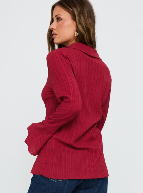 Beatris Long Sleeve Top Red