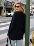 back view of model wearing Princess Polly Amsterdam Sweater Navy Long 