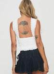 back view of model wearing Princess Polly Asuka Top White Sleeveless High Neck 