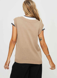 Altman Cable Knit Vest Beige Princess Polly  Cropped 