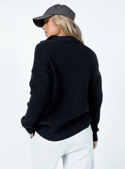 back view of model wearing Princess Polly Bessy Sweater Black regular 