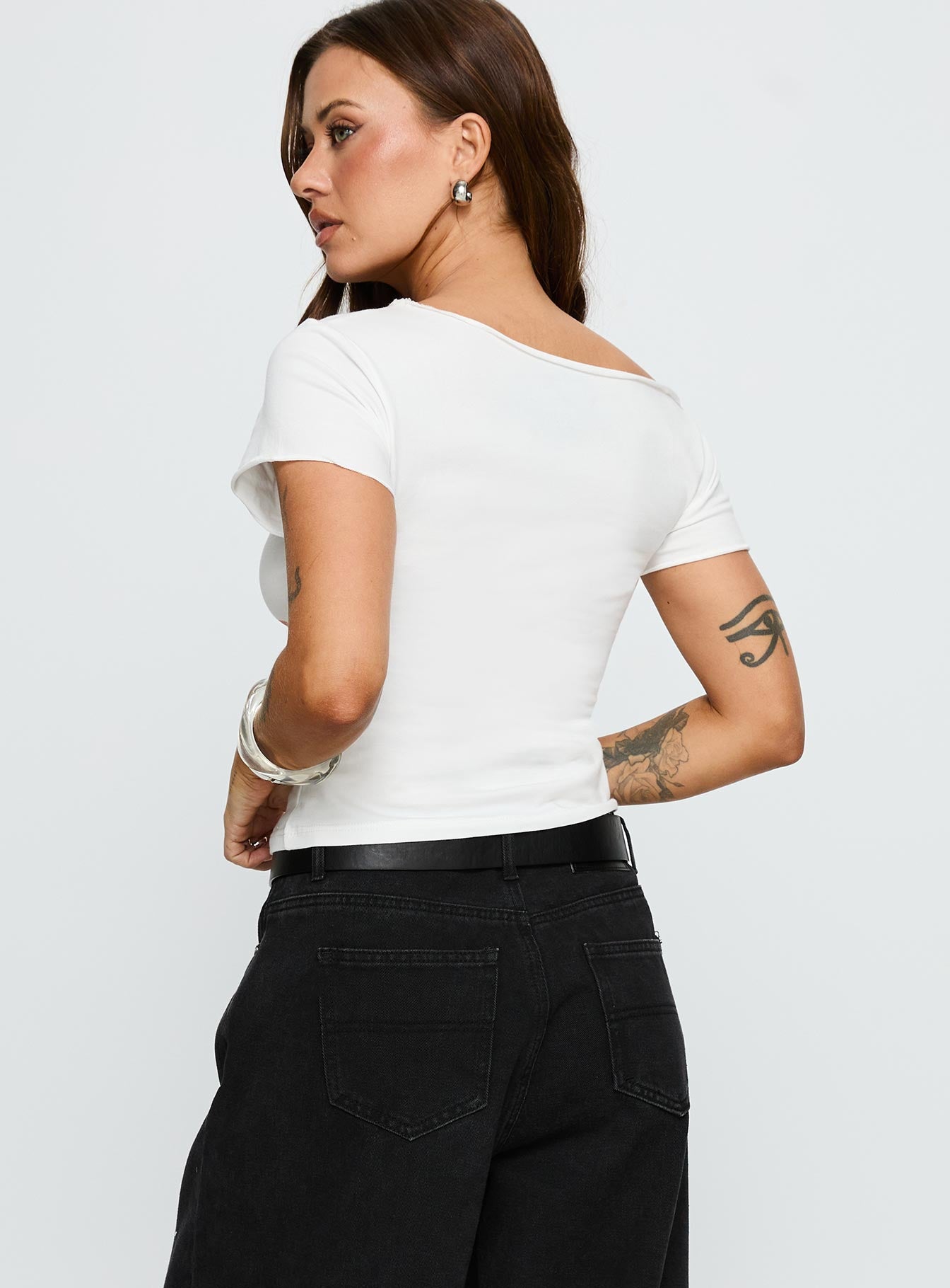 Corvette 1963 Off Shoulder Graphic Top White