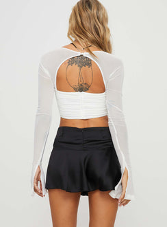 back view of model wearing Princess Polly Laurie Long Sleeve Top White Full Sleeves Square Neck 