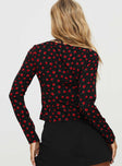 Long Sleeve Top  Floral print, open style top, V-neckline