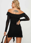 Princess Polly straight  Navaro Off The Shoulder Mini Dress Black