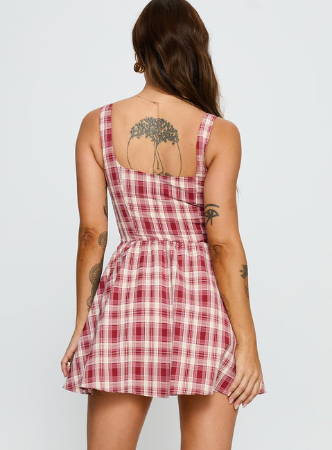 Ofeliah Mini Dress Red Check