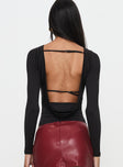 back view of model wearing Princess Polly Quinby Backless Long Sleeve Bodysuit Full Sleeves 