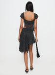 back view of model wearing Princess Polly Legacy Midi Skirt Onyx Polka 