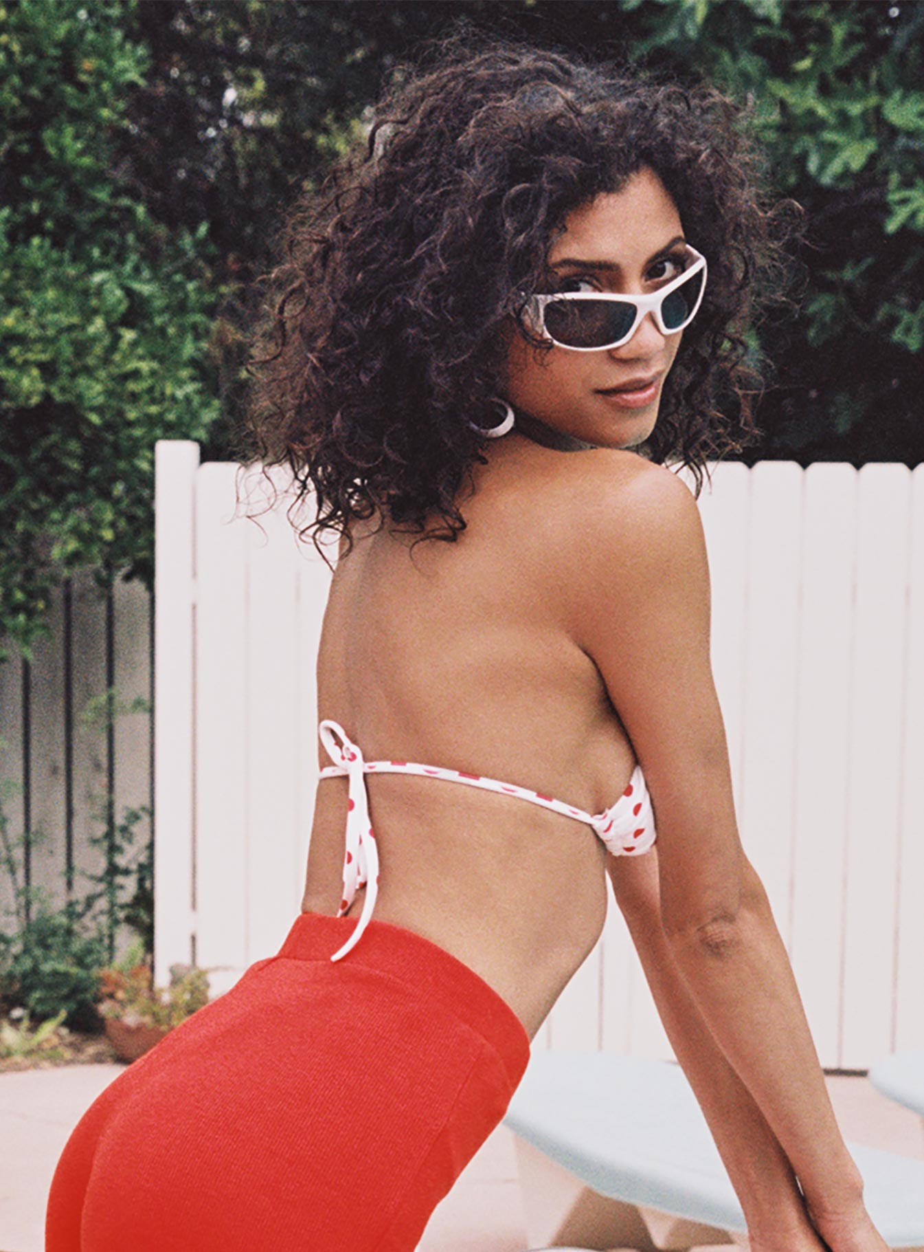 Jenner Triangle Bikini Top Red Polkadot