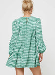 product Princess Polly High Neck  Miami Long Sleeve Mini Dress Green Check