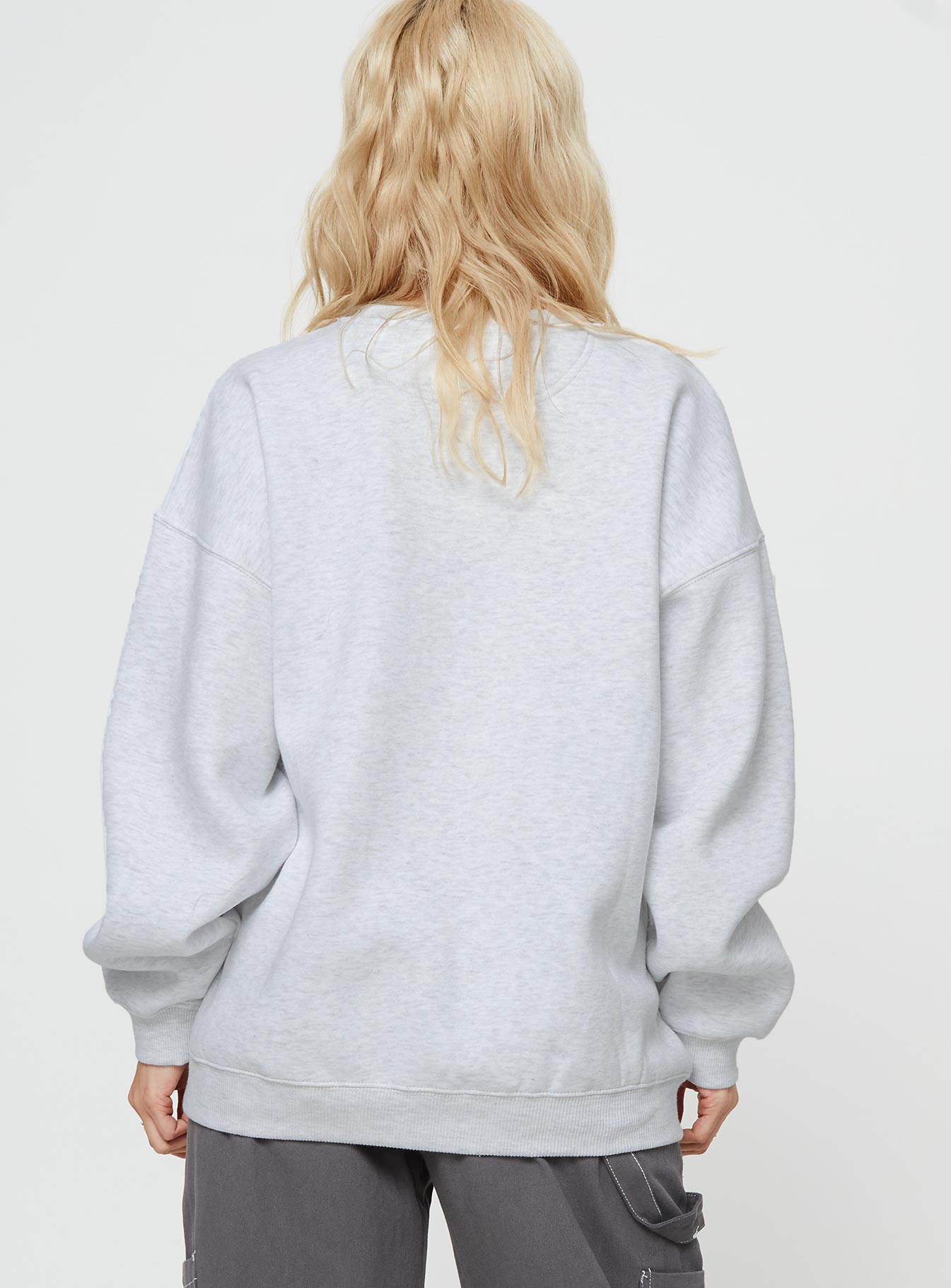 Princess Polly Crew Neck Sweatshirt Bubble Text Grey Marle / Burgundy Princess Polly  regular 