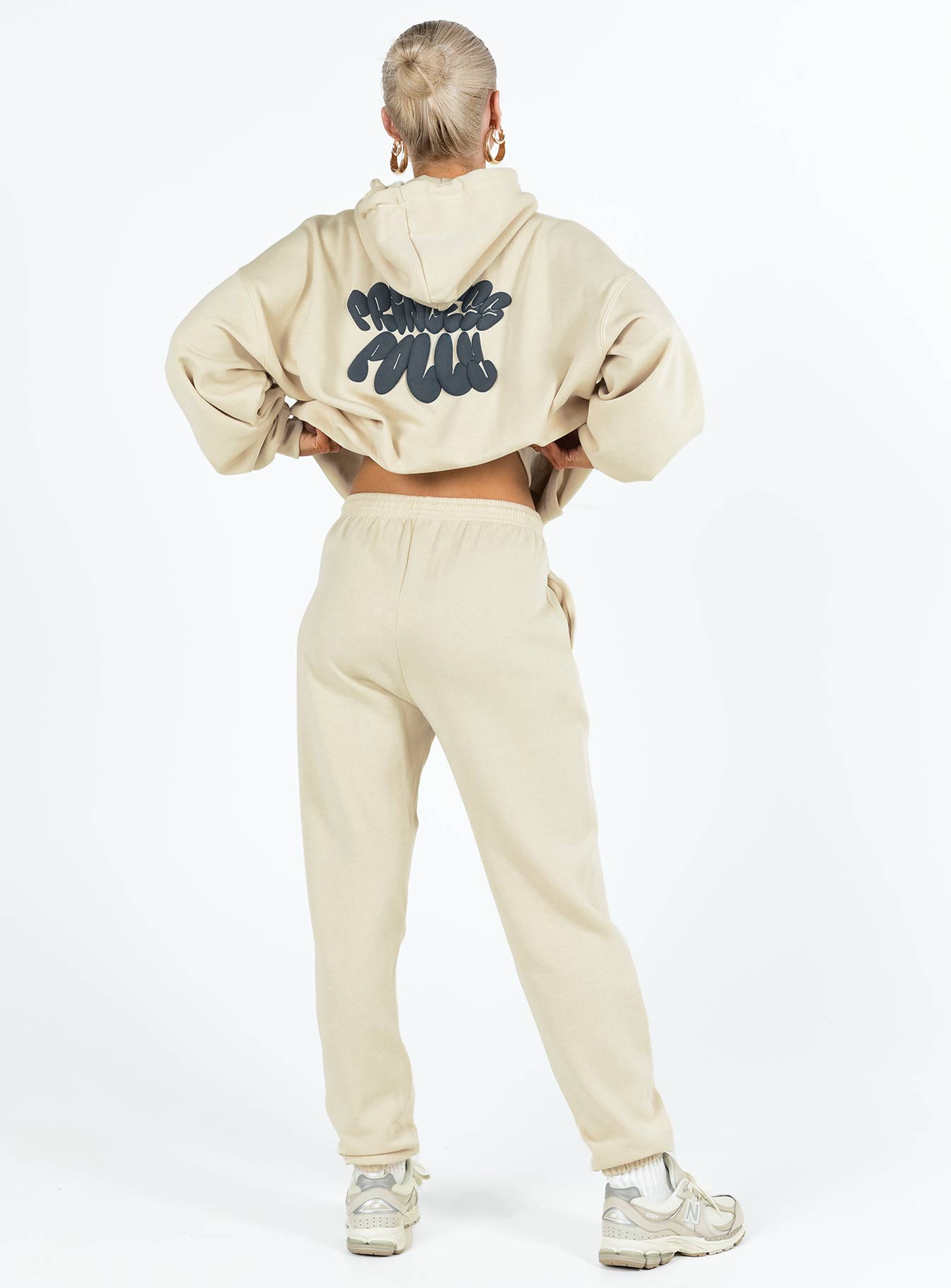 product Princess Polly  Princess Polly Track Pants Bubble Text Stone / Slate