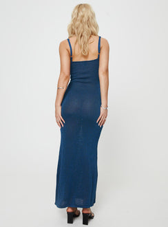 Front view of model wearing  front Princess Polly Square Neck  Alyssia Knit Maxi Dress Navy
