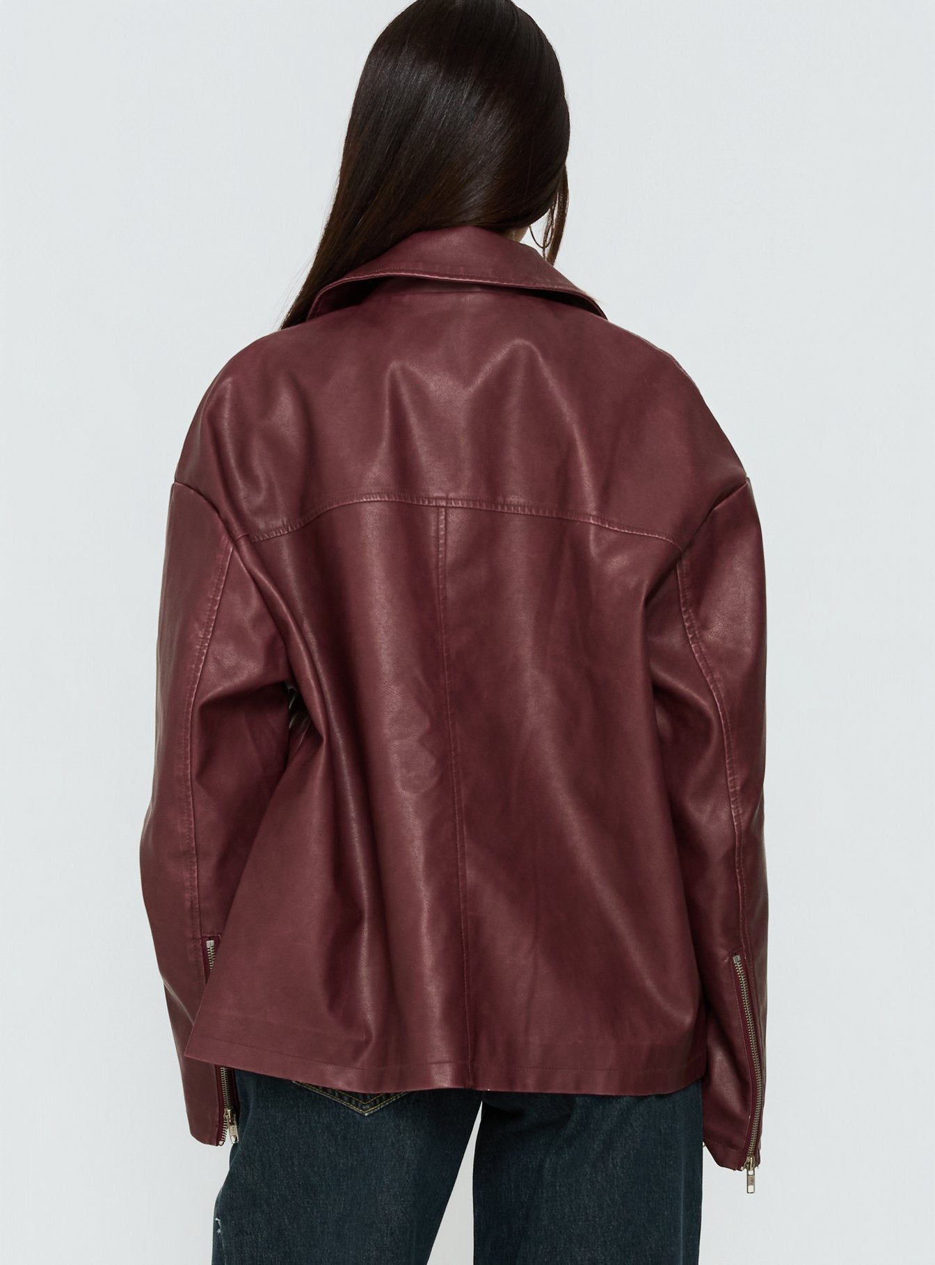 Napoleon Faux Leather Jacket Burgundy | Princess Polly