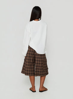 Brenn Baggy Longline Shorts Braunes Karo