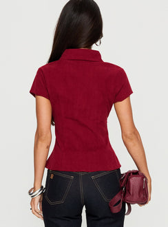 Cottesloe Cord Blouse Top Wine