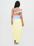 back view of model wearing Princess Polly Symphonia Asymmetrical Midi Skirt Butter Yellow Midi Skirts 