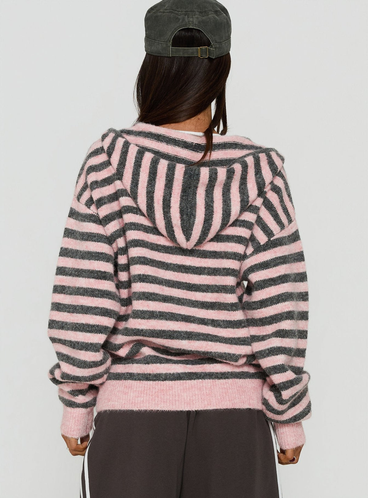 Aubry Oversized True Knit Hoodie Pink Stripe