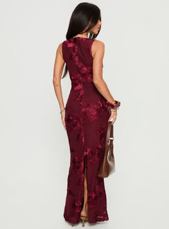Fionna Floral Maxi Dress Burgundy
