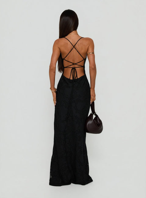 Celena Maxi Dress Black Burnout