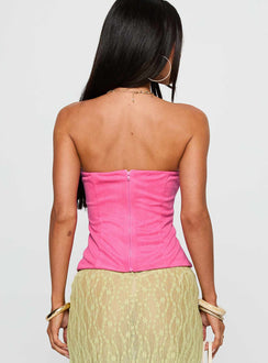 back view of model wearing Princess Polly Plotline Strapless Top Pink Sleeveless straight 