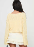 back view of model wearing Princess Polly Artha Cardigan Lemon Cropped 