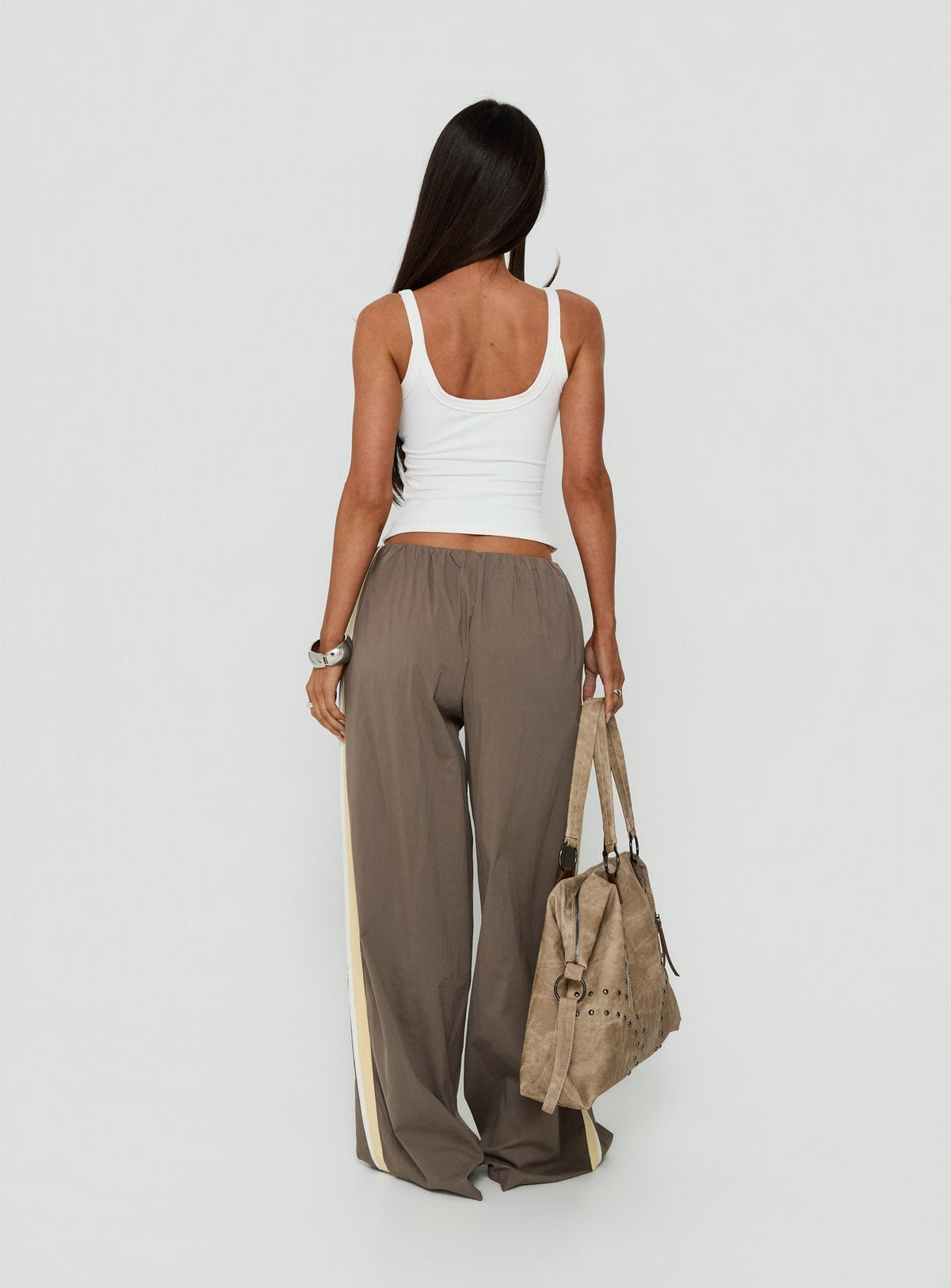 Lunea Concealed Waistband Trousers Mushroom Stripe