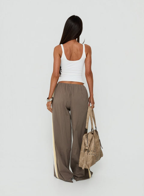 Lunea Concealed Waistband Trousers Mushroom Stripe
