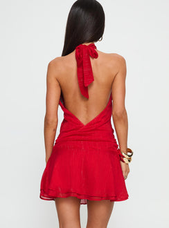 Maelis Backless Playsuit Red