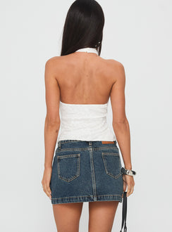 Nickei Denim Mini Skirt Washed Blue