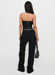 back view of model wearing Princess Polly Passionette Pants Black High Waisted Pants 