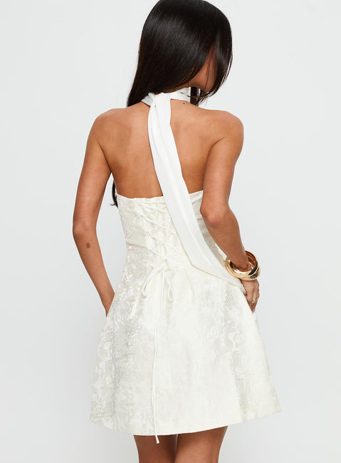 Pearla Strapless Scarf Mini Dress Ivory