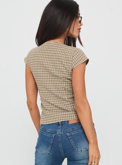 Indulgence Corset Top Beige Check