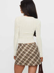 back view of model wearing Princess Polly Point Of View Mini Skirt Brown Check Mini Skirts 