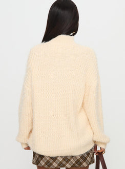 back view of model wearing Princess Polly Abott Sweater Butter Long 