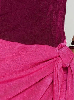 Tiffeni Strapless Ruched Mini Dress Plum / Pink