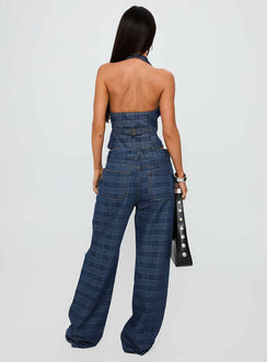 Renewal Halter Top Indigo Plaid
