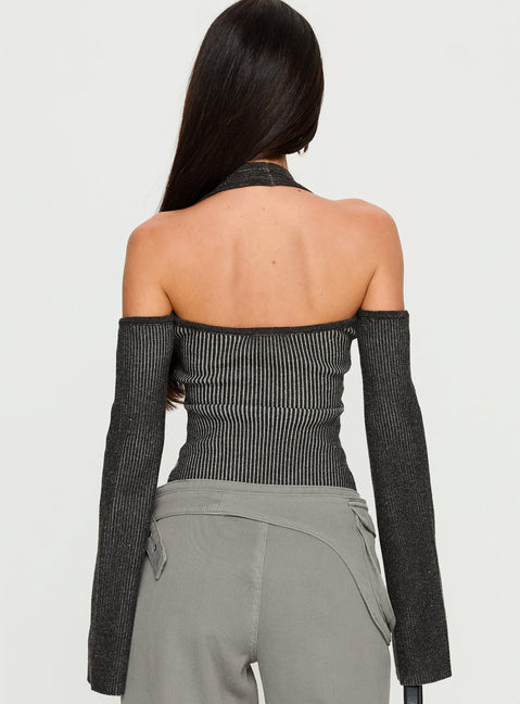 Novelia Halter Long Sleeve Top Black