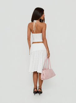 Opalie Asymmetrical Midi Skirt White Broderie
