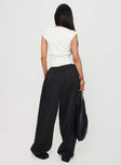 back view of model wearing Princess Polly Harbour Pant Black High Waisted Pants 