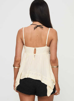 back view of model wearing Princess Polly Miku Top Cream Sleeveless Square Neck 